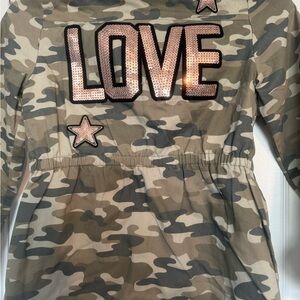 Girls' Olive Green Top with Pink Logo Detail